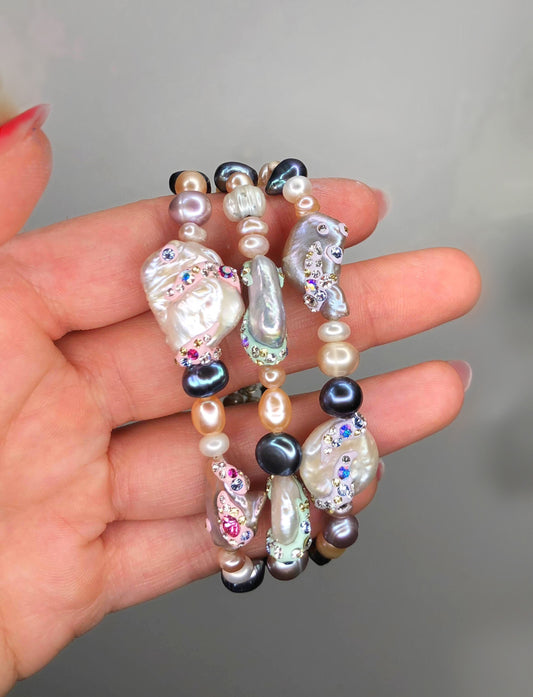 Friendship Bracelets with Fresh Water Pearls and Swarovski Crystals